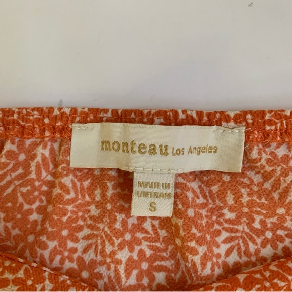 Orange and White Flower Monteau Crop Top - Women’s Size Small - Picture 3 of 4